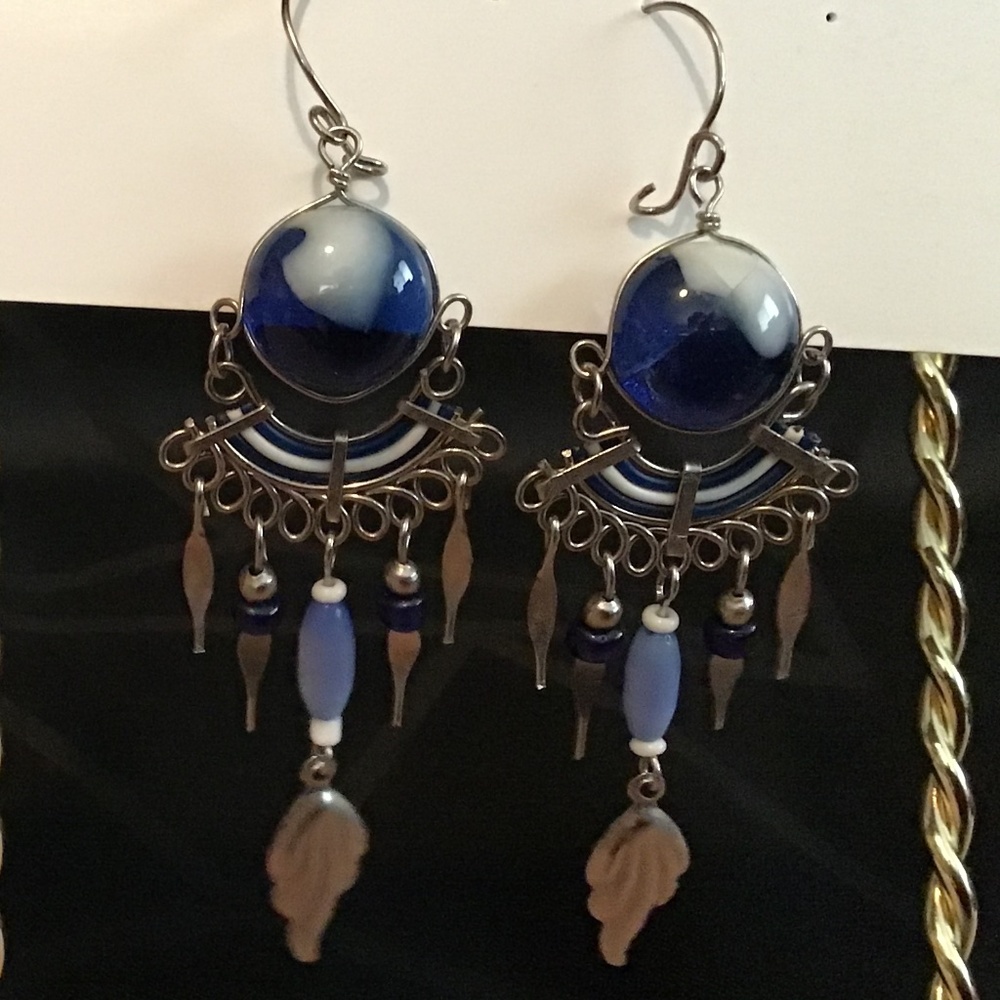 Bohemian bead and wired with spikes earrings